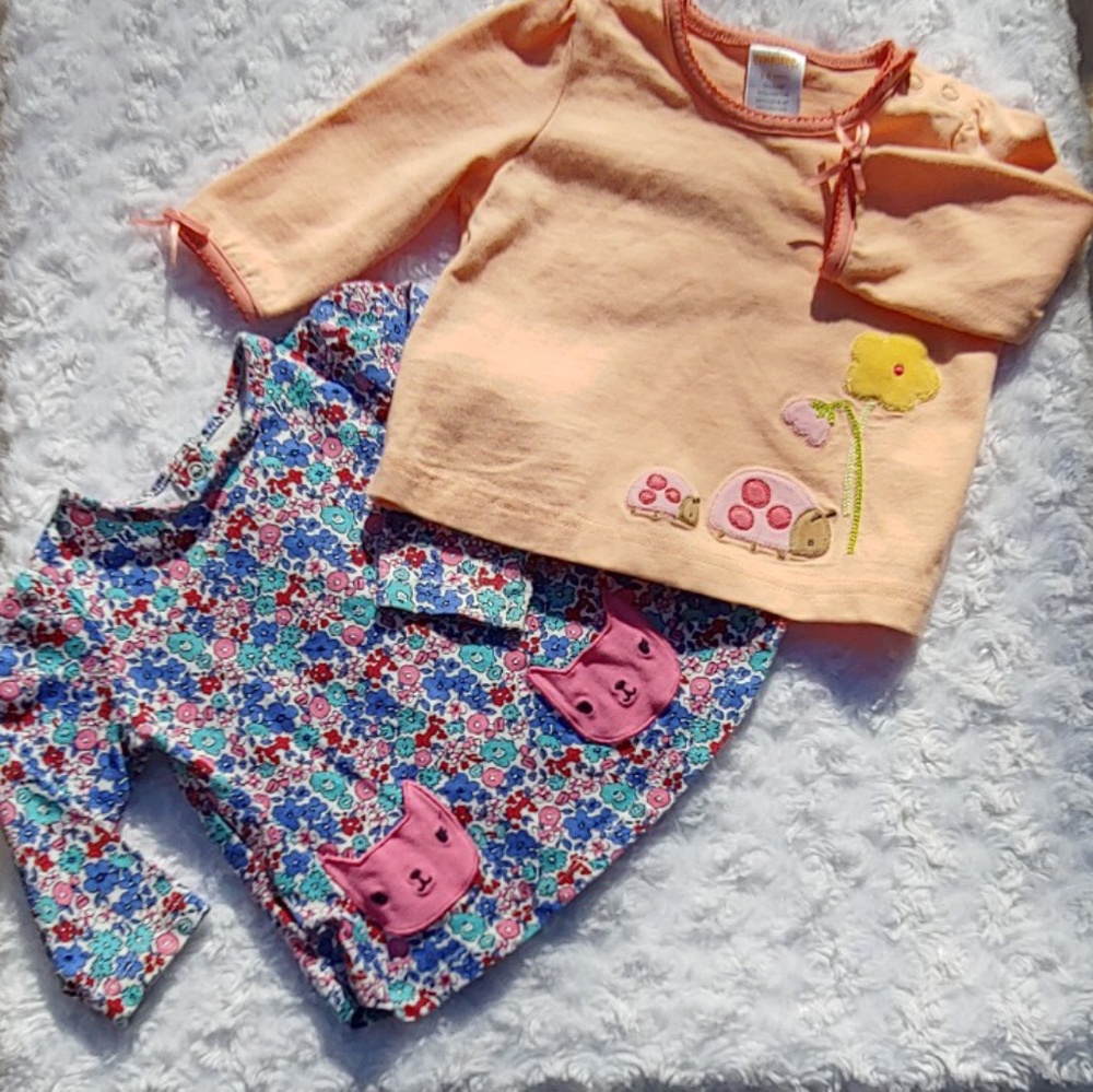 Lot 2 Gymboree Baby Longsleeve shirts cat ladybug